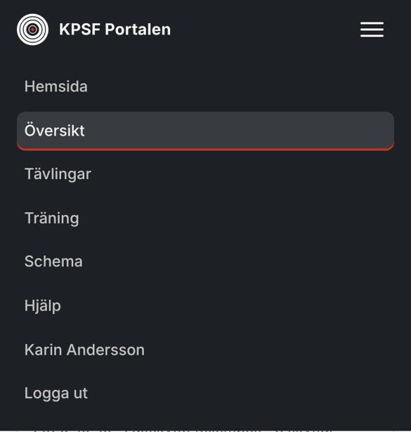 Menyn öppen på mobilen, med Logga ut längst ner